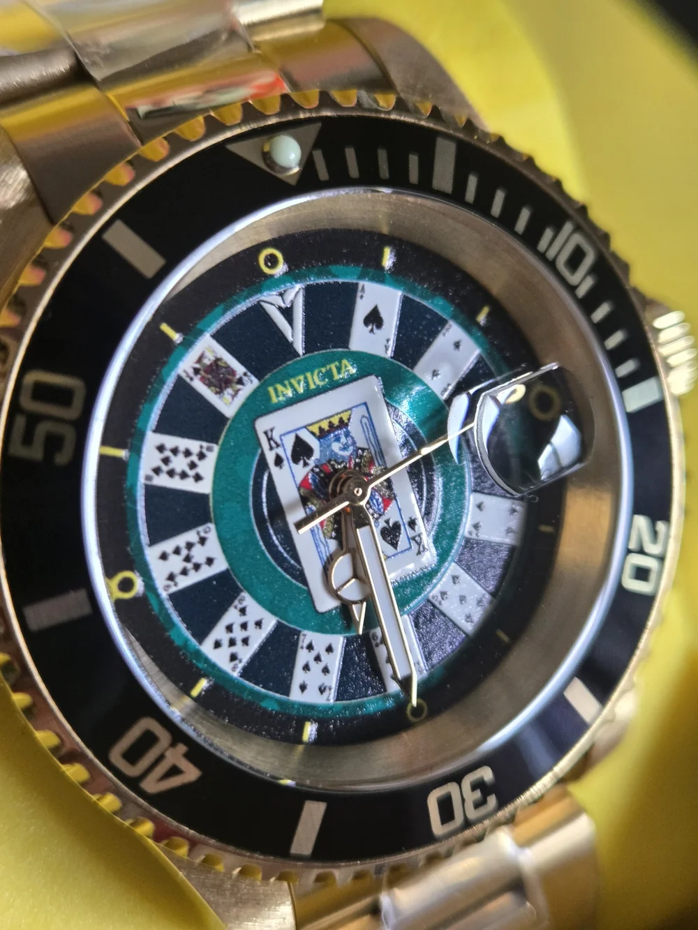 50525 Invicta Pro Diver House Of Cards Gold Black Bezel Men's Watch 40mm